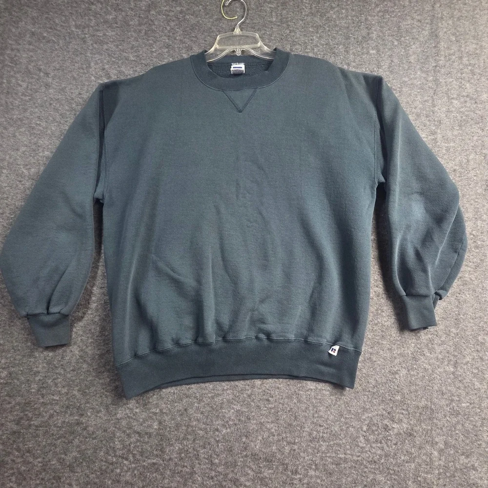Vintage Russell Athletic Sweatshirt Men XL Green Blank Crewneck Made in USA